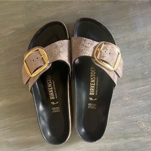 Birkenstock Madrid Big Buckle Velvet Sandal Sz 38